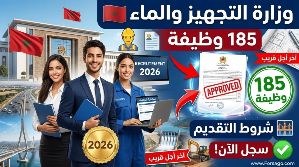 وزارة التجهيز والماء 2026 – 185 وظيفة حكومية وشروط التقديم كاملة