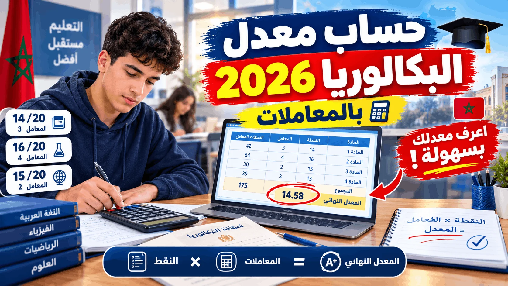 كيفية حساب معدل البكالوريا 2026 بالمغرب: طريقة الحساب بالمعاملات