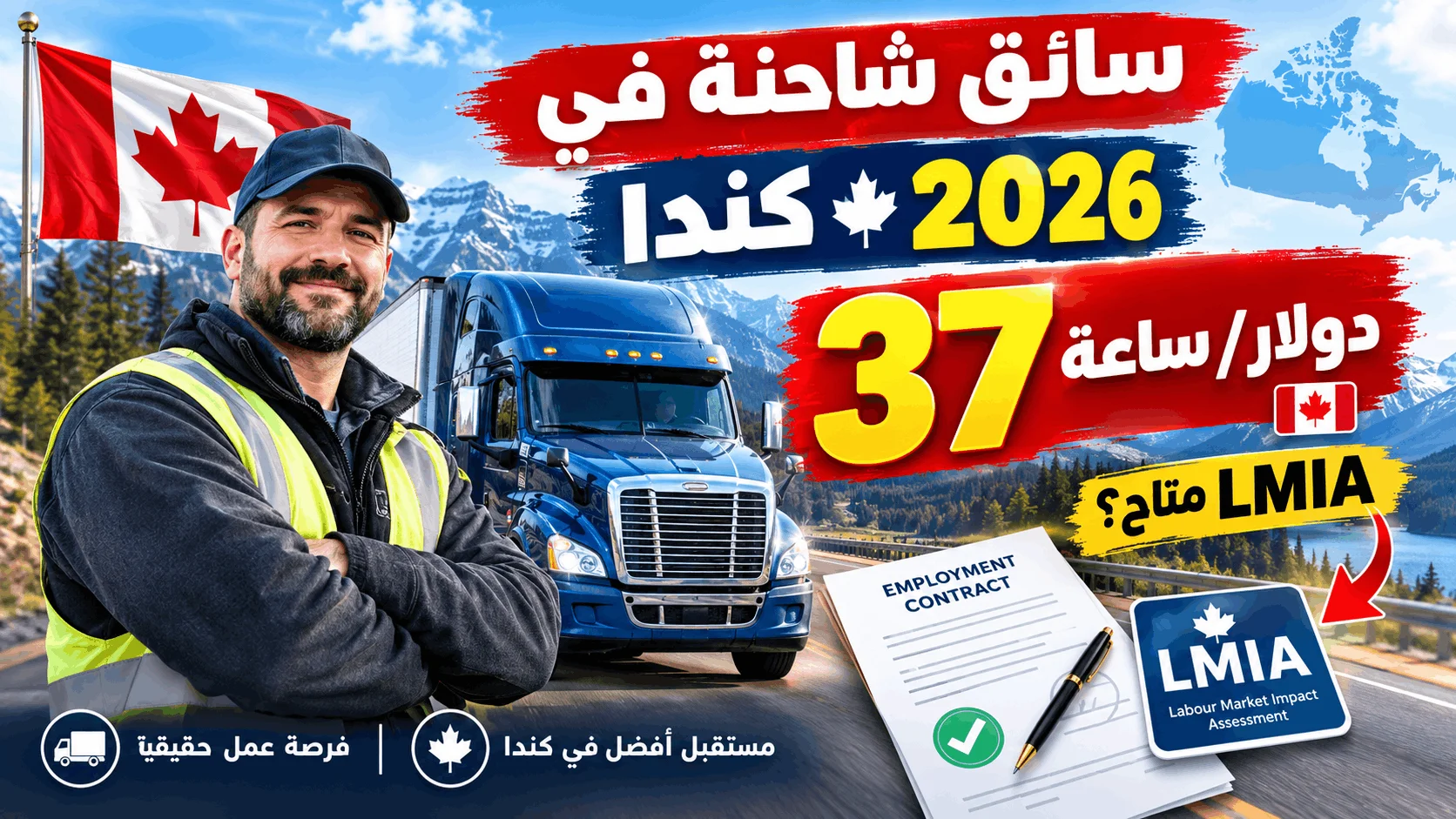 عقد عمل سائق شاحنة بكندا 2026 | أجر 37 دولار/ساعة (التقديم بدعم LMIA)