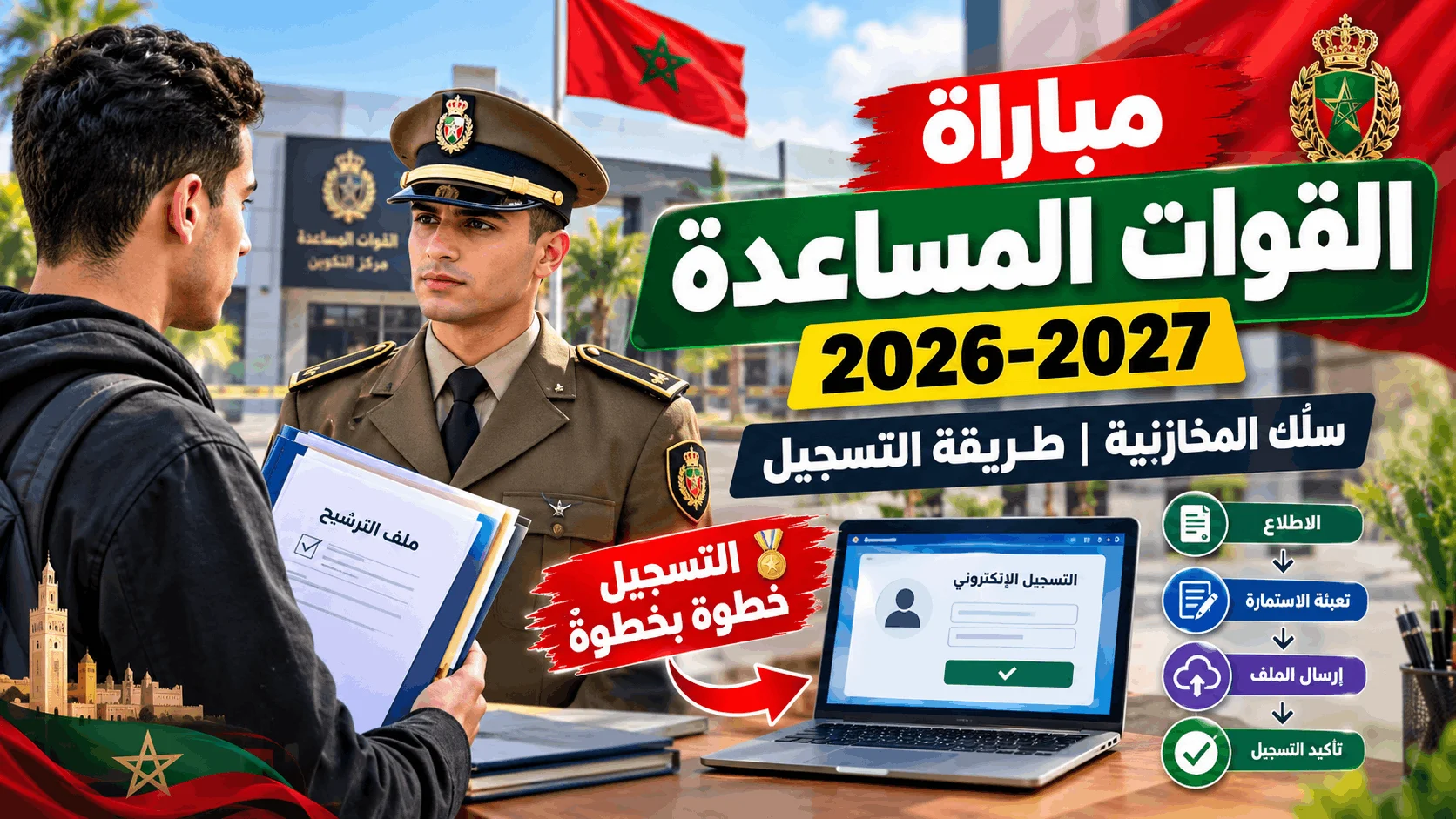 كيفية التسجيل في مباراة القوات المساعدة (سلك المخازنية 2026-2027)