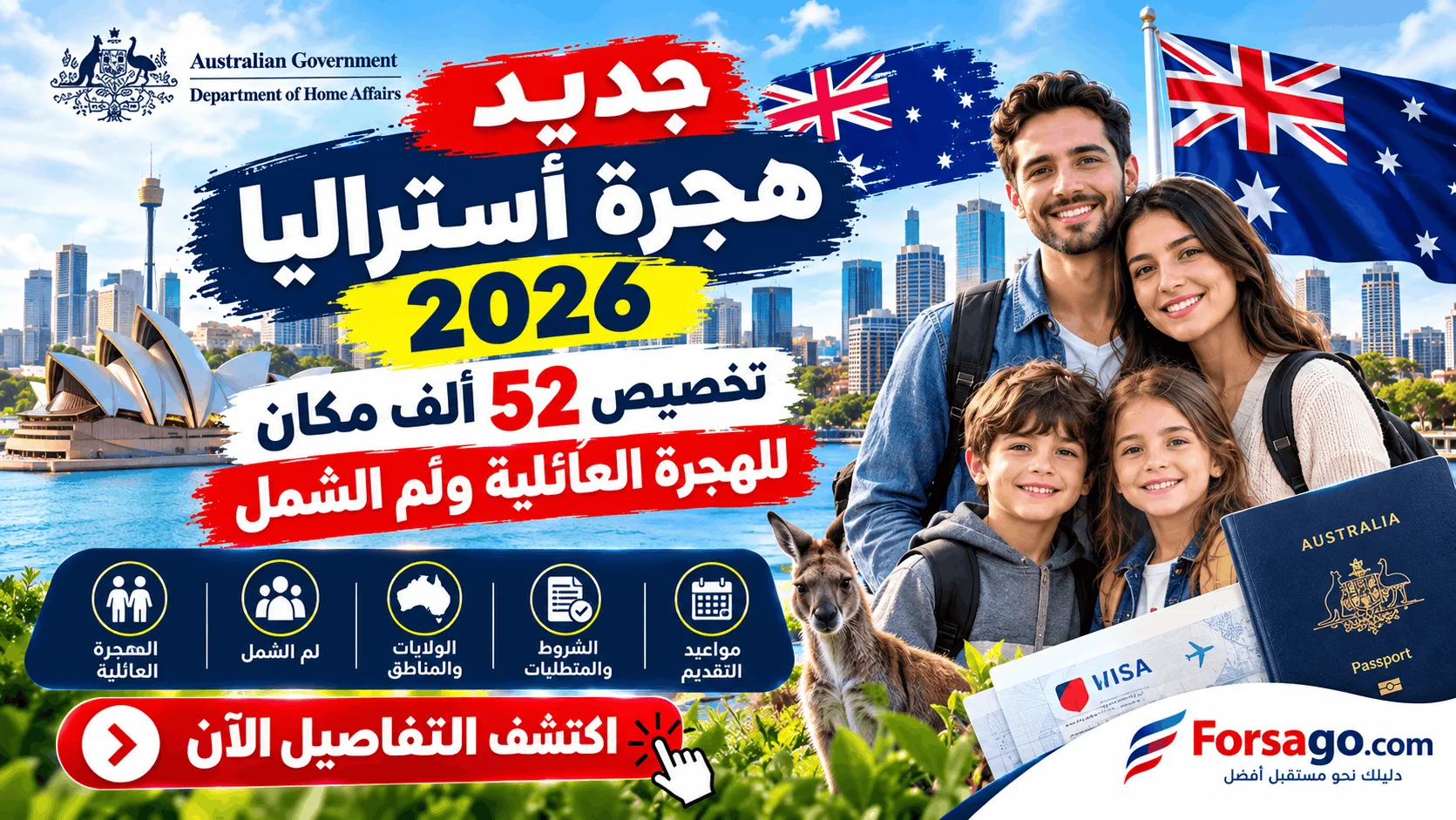 جديد هجرة أستراليا 2026 | تخصيص 52 ألف مكان للهجرة العائلية ولَم الشمل