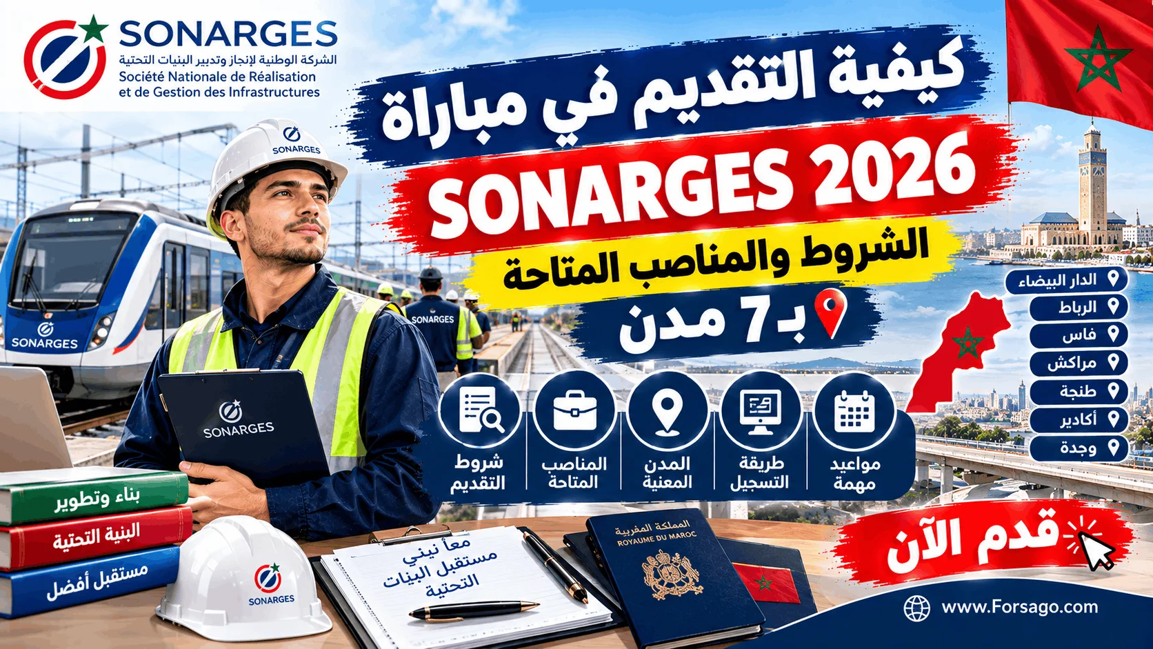 كيفية التقديم في مباراة SONARGES 2026: الشروط والمناصب المتاحة بـ 7 مدن